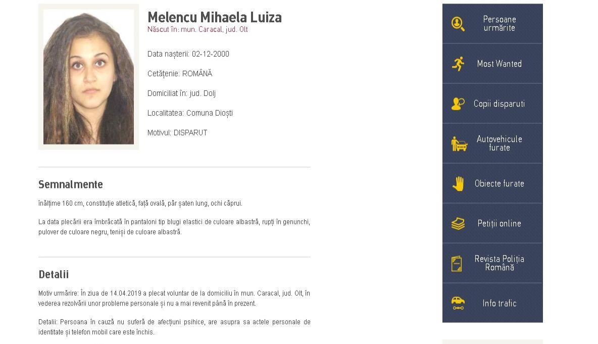 Deși sunt 7000 de copii dispăruți de acasă, pe site-ul Poliției Române apar doar 18 poze