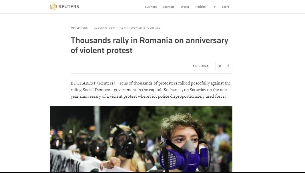 Ce-a scris presa internațională despre mitingul din 10 august 2019