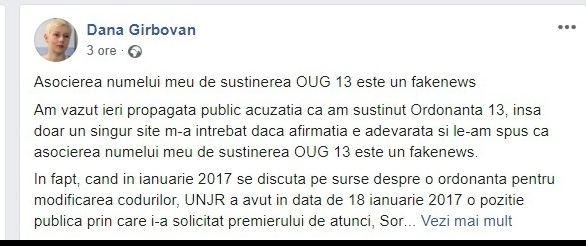 Dana Gîrbovan: "Un singur site m-a întrebat despre Ordonanța 13". E vorba de realitatea.net