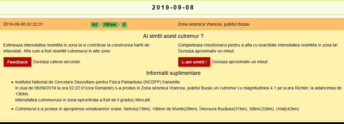 Cutremur de 4,1 grade în România, în această noapte