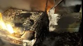 Un autoturism a explodat pe un drum din județul Giurgiu