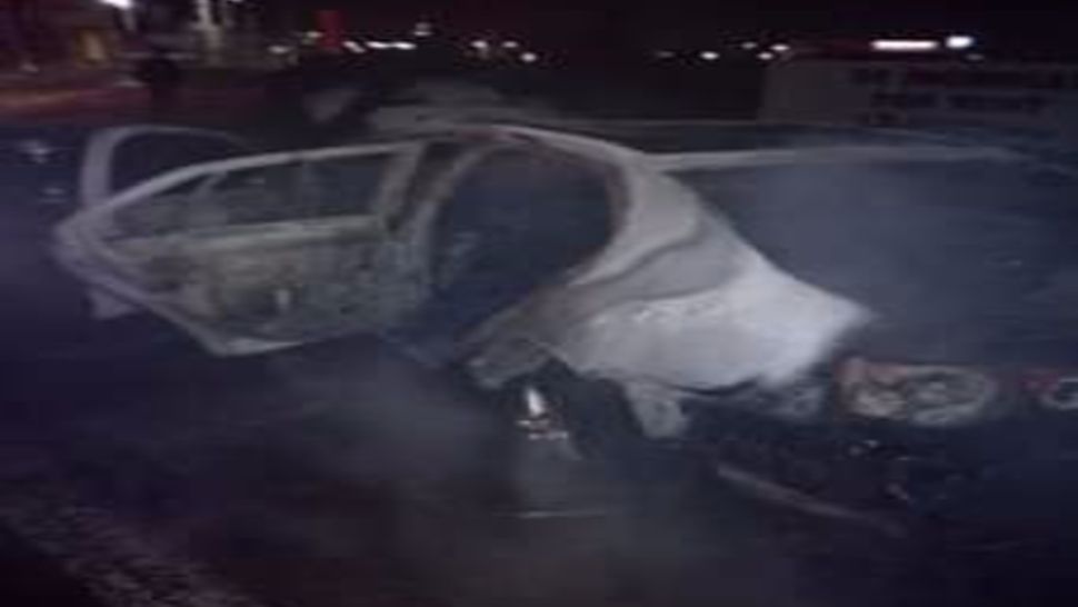 Autoturism în flăcări pe Autostrada A1