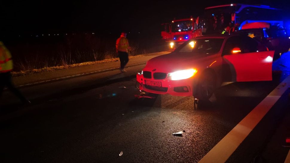 Accident cumplit pe Autostrada București - Pitești. 7 mașini, implicate. FOTO