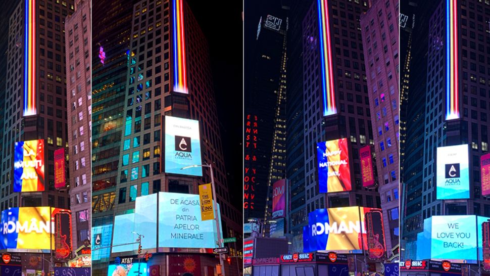 AQUA Carpatica a urat ”La Mulți Ani!” României din Times Square, New York City (P)