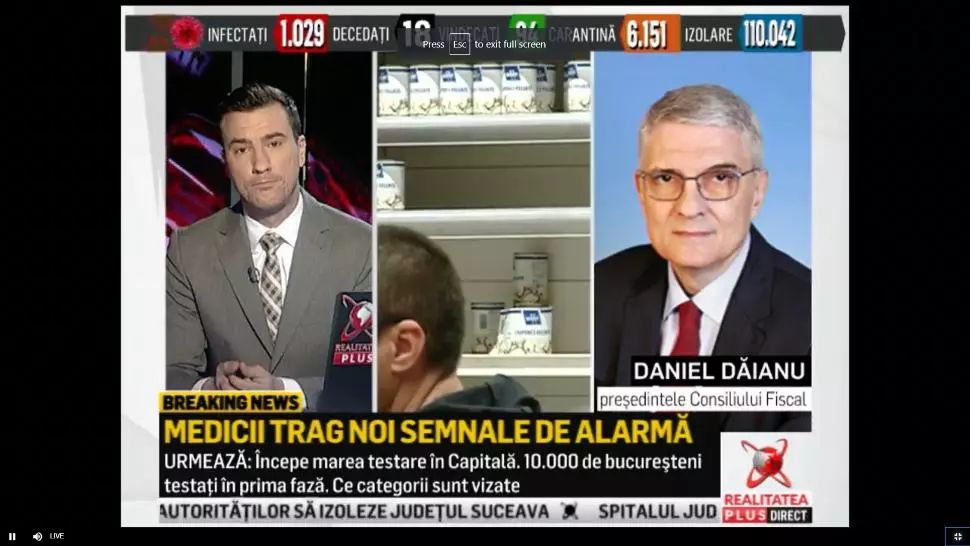 Daniel Dăianu, la Realitatea PLUS: ''Se impune o taxă de solidaritate în contextul crizei COVID-19''