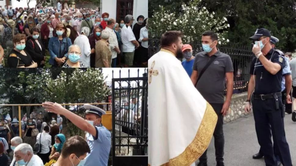 Imagini incredibile la o biserică din Pitești! Unui preot i s-a făcut rău după ce sute de oameni s-au înghesuit în curte