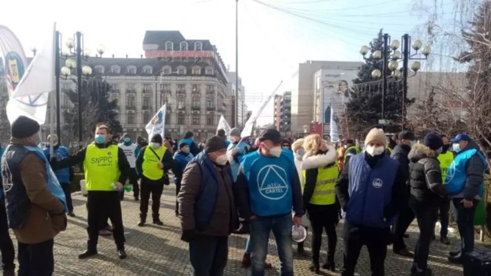 VIDEO Protest al angajaților din penitenciare, poliție și sindicatelor afiliate Cartel Alfa