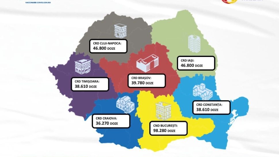 Un nou lot de 345.150 de doze de vaccin Pfizer sosește, mâine, în România. De marți, românii se vor putea vaccina în 167 de centre de imunizare noi