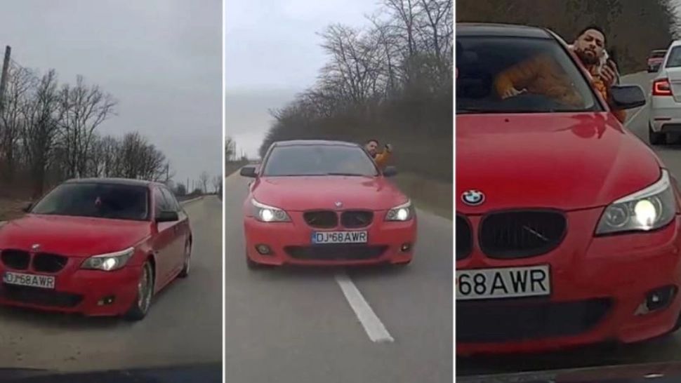 Scene șocante, lângă Craiova: șofer amenințat cu PISTOLUL, în trafic - VIDEO
