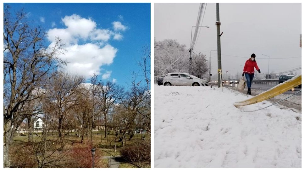 Se întoarce iarna. Bucureștiul trece de la soarele de primăvară la ninsori în doar câteva ore