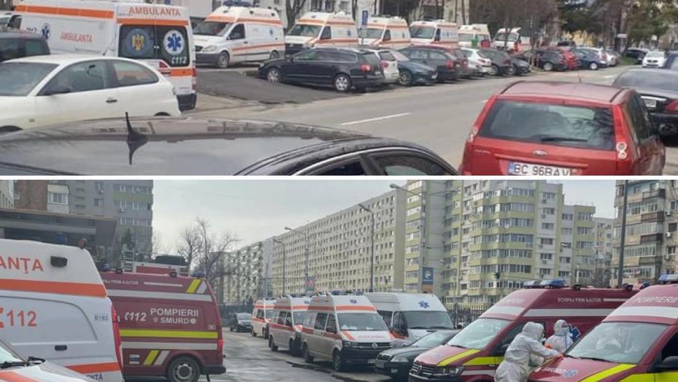Imaginile care îți dau FIORI: Coadă de ambulanțe cu bolnavi COVID în curtea Spitalului de Boli Infecțioase din Brașov