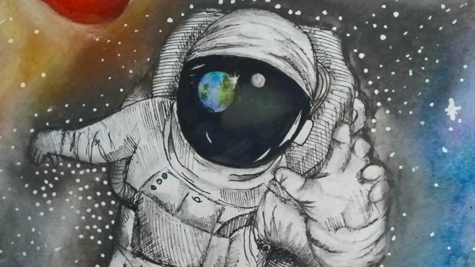 FOTO Desenul unei eleve de 14 ani din România, pe costumul unui astronaut