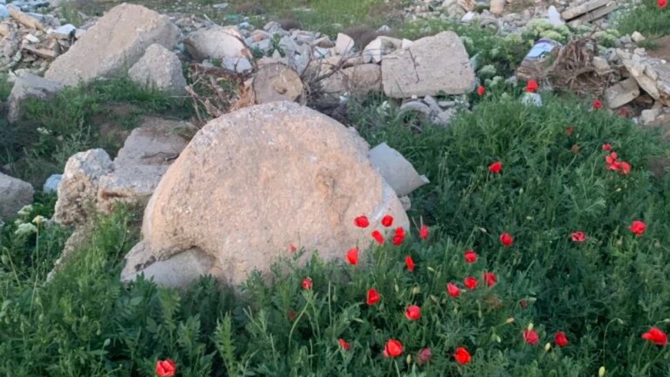 Peisaj cu maci sub care se îngroapă gunoaie din construcții la Mangalia 