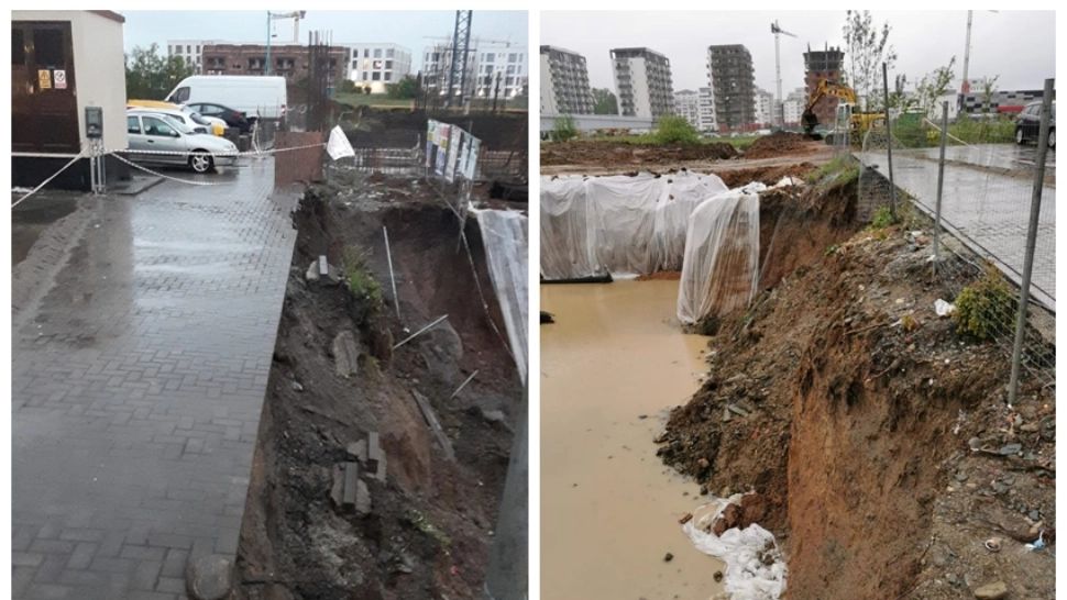 FOTO Bloc în pericol din cauza drumului surpat - sute de familii, în alertă