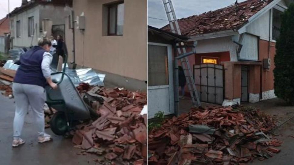 VIDEO - O tornadă a făcut prăpăd în Bihor - Zeci de case au rămas fără acoperișuri