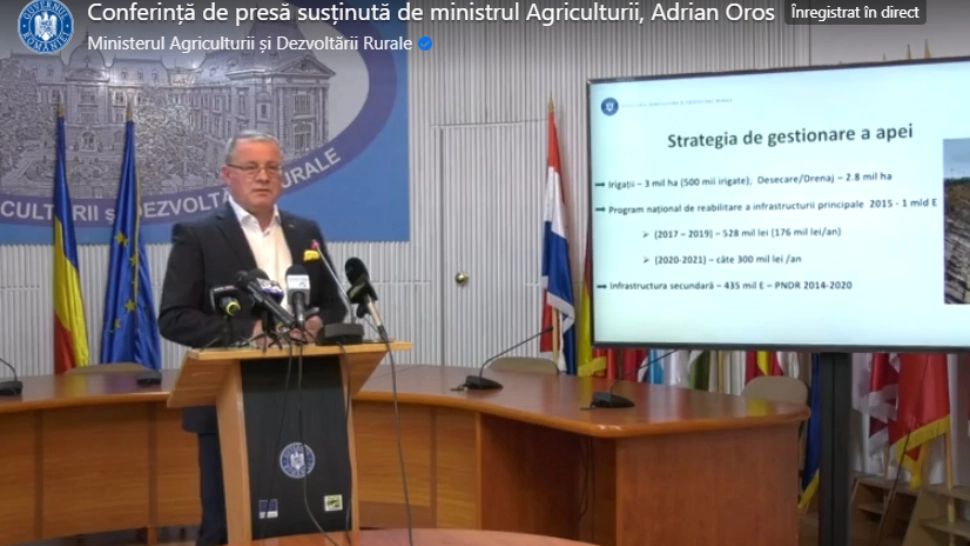 Adrian Oros, despre noua Politică Agricolă Comună (PAC): Nu putem accepta o pondere atât de mare a măsurilor pentru climă şi mediu, de peste 65%