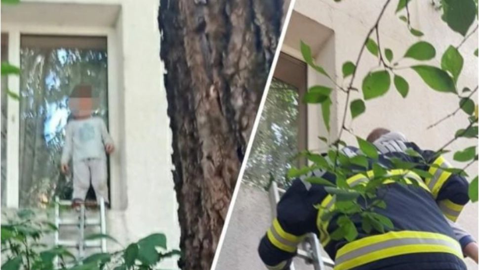Momente de PANICĂ la Focșani: Copil de doi ani ieșit pe geamul de la etaj, salvat de pompieri 