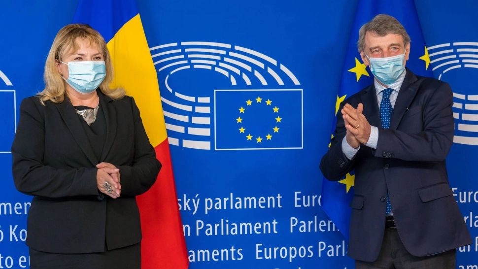 Anca Dragu, întâlnire cu David Sassoli, la Bruxelles: Discuţii despre Mecanismul de Redresare şi Rezilienţă