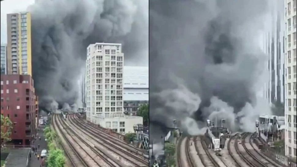 EXPLOZIE uriașă într-o gară din Londra: Patru mașini din apropierea stației au luat foc - Peste 100 de pompieri acționează VIDEO