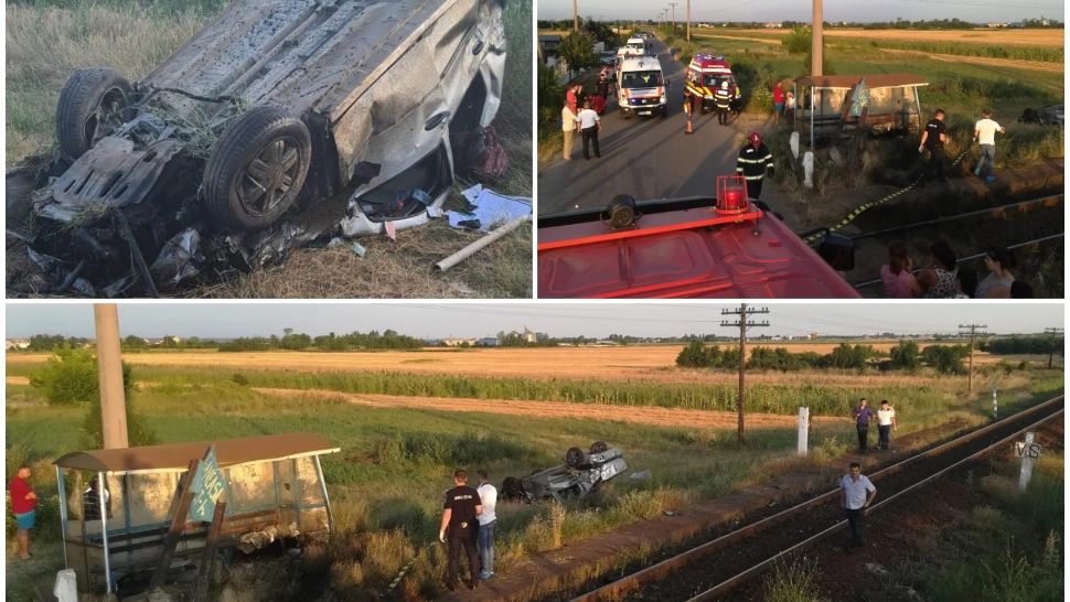 Accident grav între un autoturism și un tren de călători - Șoferul a rămas încarcerat în mașină