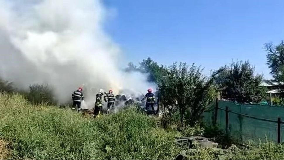 Incendiu PUTERNIC cauzat de radiațiile solare la un adăpost de animale din Vrancea - VIDEO