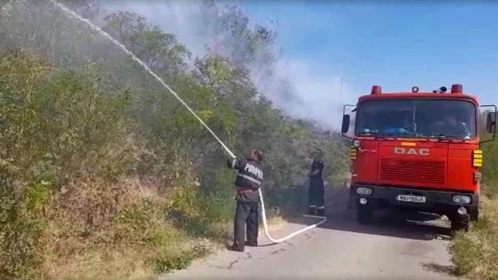 Incendiu de proporții la o cale ferată! Vegetația uscată a ars pe o distanță de 10 km - De unde a pornit FOCUL