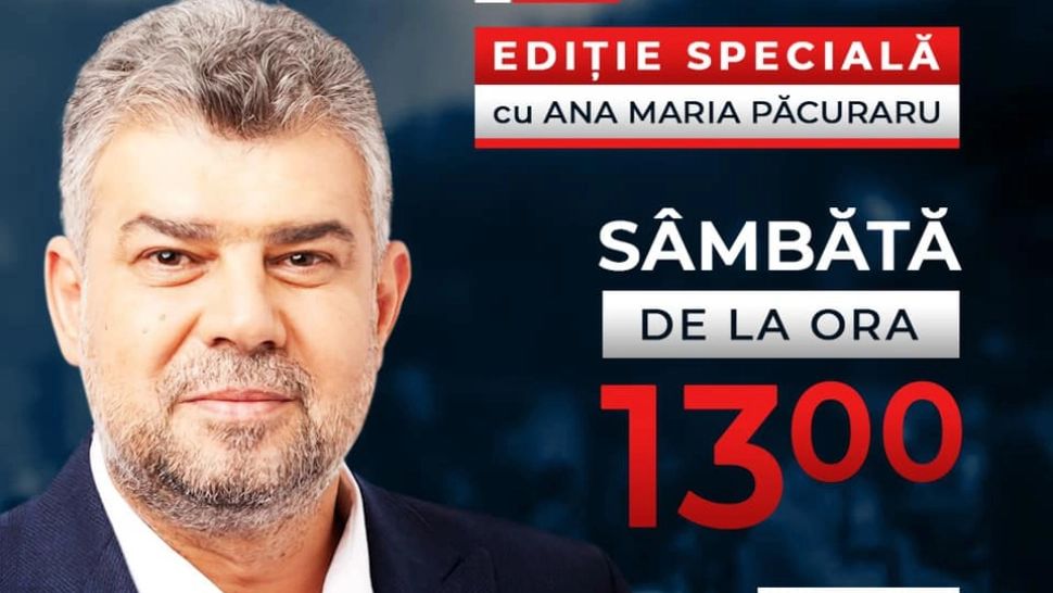 Marcel Ciolacu, sâmbătă, ora 13.00, la Raport de zi cu Ana Maria Păcuraru