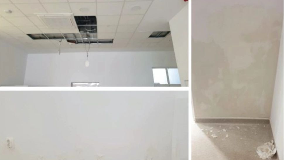 Infiltrații de apă în pereții și tavanul unui spital abia renovat: Pacienții, în PERICOL