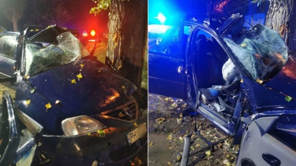 Un șofer de 19 ani a murit, iar prietenul său se zbate între viață și moarte, după ce s-au izbit cu mașina de un copac