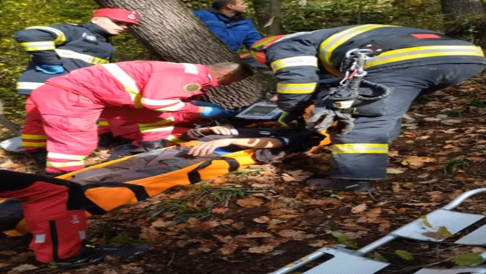 FOTO | Bărbat rănit grav după ce un copac s-a prăbușit peste el, în Maramureș. A fost transportat de urgenţă la spital