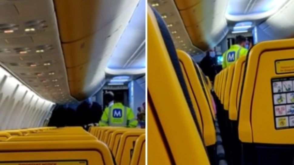 Scandal în avion, la Cluj. Bărbat debarcat de polițiști după ce a refuzat să-și pună masca de protecție  