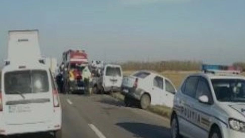 Tamponare în lanț pe un drum din România