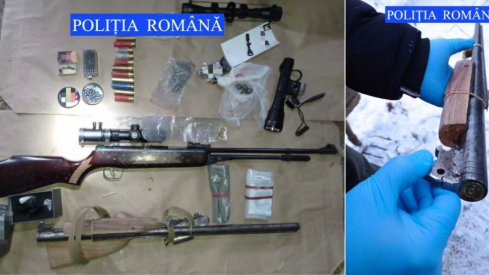 Un întreg arsenal de arme deținute ilegal, descoperite în casa unui român din județul Neamț