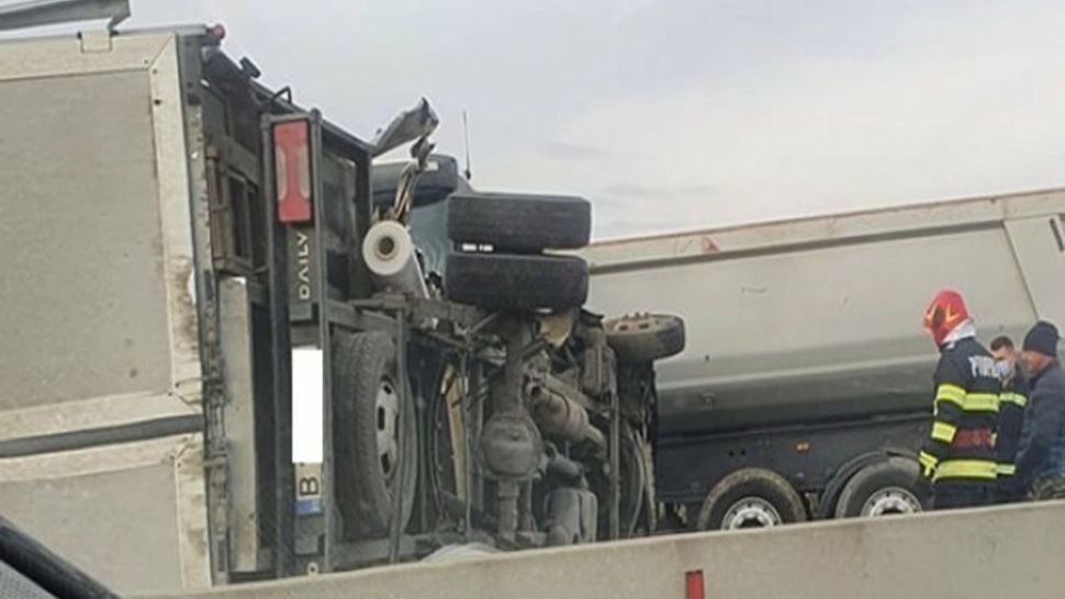 Accident GRAV cu două camioane implicate, pe sensul Brașov – Ploiești. Trafic blocat pe DN1