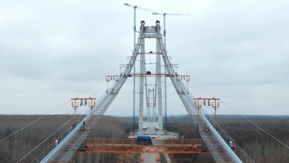 Podul de la Brăila, aproape de finalizare - Imagini uluitoare de la cel mai mare pod din România