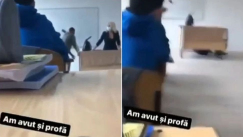 Profesoară prăbușită sub catedră din cauza unei farse a elevilor. Imaginile au devenit virale
