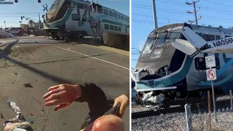 VIDEO | Pilot salvat dintr-un avion prăbușit cu câteva secunde înainte ca un tren să intre în el