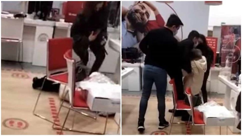Imagini șocante, într-un magazin de telefoane din București: femeie trântită pe jos de un angajat - VIDEO
