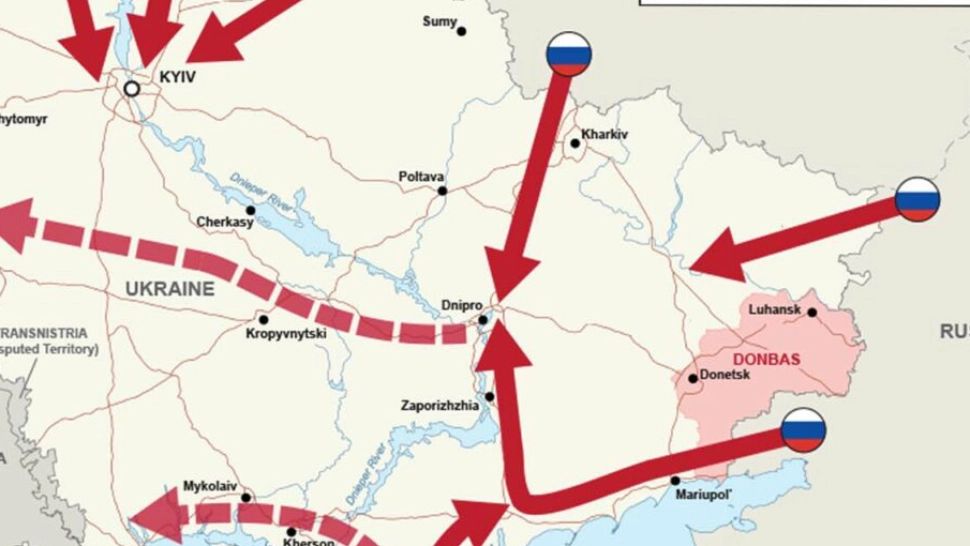 FOTO | Harta invaziei ruse din Ucraina a fost publicată de armata britanică. Spre ce direcții va ataca Putin 