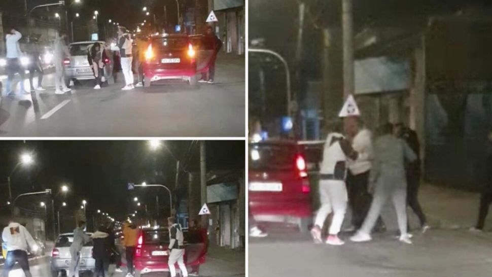 VIDEO: Bătaie cu pumni și picioare în Pitești, în plină stradă, în urma unui accident