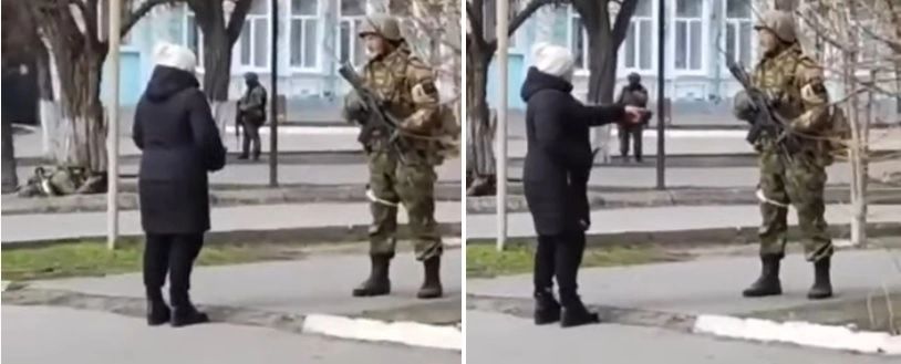 Imagini tulburătoare din Ucraina - soldat rus, certat pe stradă de o femeie: "Ce căutați în patria noastră?" - VIDEO