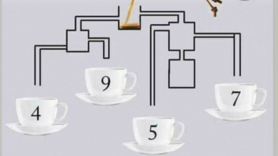 Priviţi cu atenţie această imagine. Care ceaşcă se va umple prima cu cafea: 4, 5, 7 sau 9?