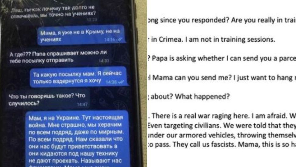 Schimb de SMS-uri sfâșietor între un soldat rus, chiar înainte să moară, și mama sa: "Ni s-a spus că ne vor aștepta cu bucurie, dar ..."