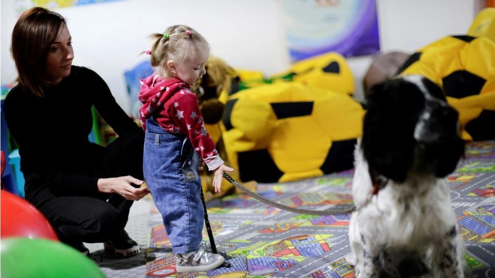 Un câine de terapie aduce alinare copiilor afectaţi de război în Ucraina