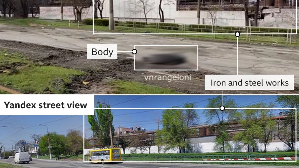 Cadavrele a peste 20 de civili întinse pe un drum principal din Mariopol - Imagini CRUNTE din Ucraina