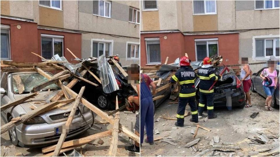 Vremea extremă face ravagii în țară. Acoperiș smuls de vijelii, mașini distruse – Pompierii au intervenit de urgență - FOTO&VIDEO