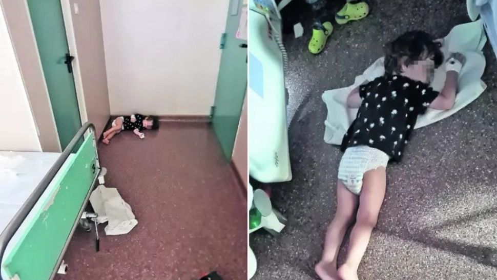 Un copil de 3 ani, internat în Secția de Arși a spitalului "Grigore Alexandrescu", doarme pe podeaua salonului din cauza căldurii insuportabile