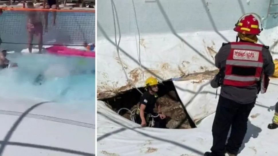 Momentul în care un crater s-a format în interiorul unei piscine, chiar în timpul unei petreceri. O persoană a murit - VIDEO