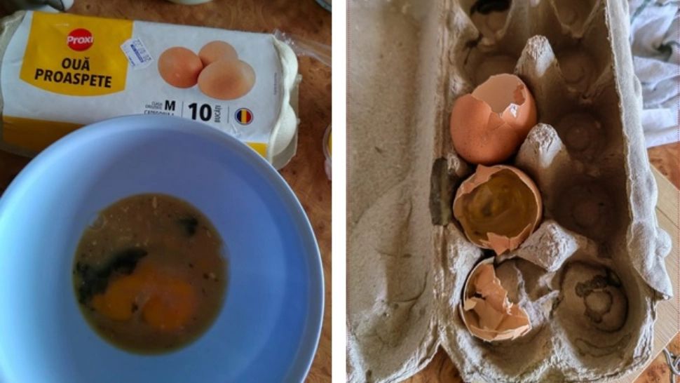 Ouă nu expirate, ci putrezite, într-un supermarket din Piatra-Neamț