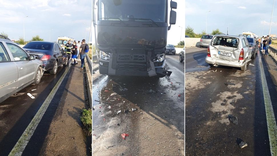 Carambol cu 6 mașini pe Centura de Vest a Ploieştiului. Două persoane au ajuns la spital - FOTO